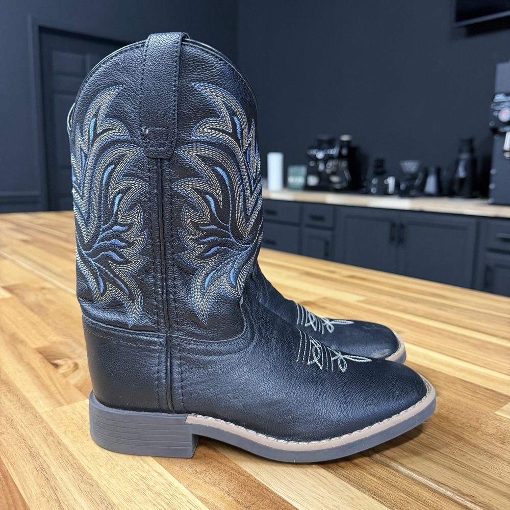 Cowboy Legend Kids Size 2 Black Western Cowboy Boots Square Toe 1418-30K-CTR
